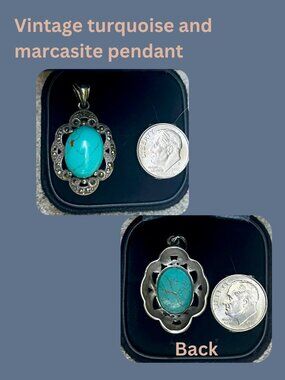 Vintage Turquoise & Marcasite Pendant